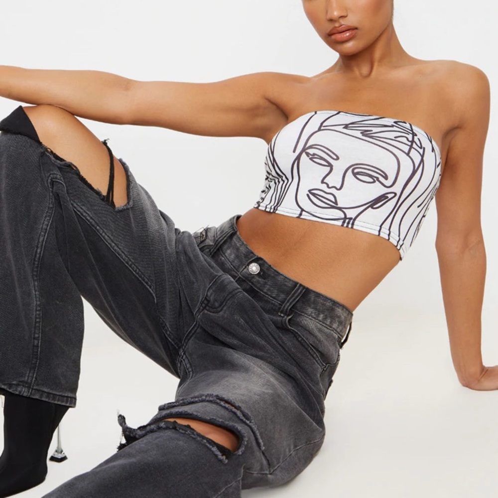 Abstract art black and white bandeau size 2